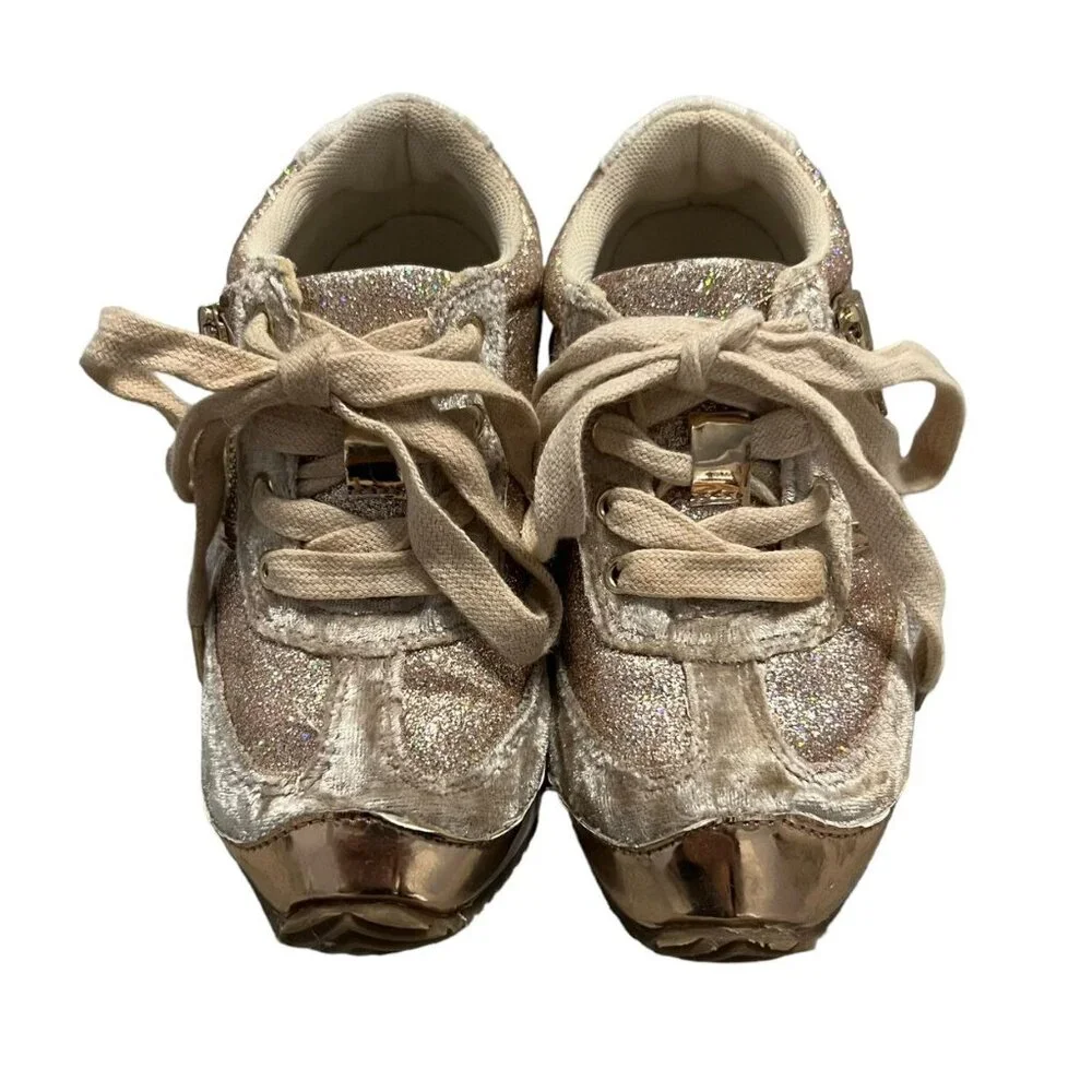 Joyfolie T10 Ari Gold Glitter & Velvet Sneakers